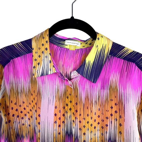 Anthropologie Leifsdottir 100% Silk Colorful Abstract Blouse Size 8 - Picture 3 of 9